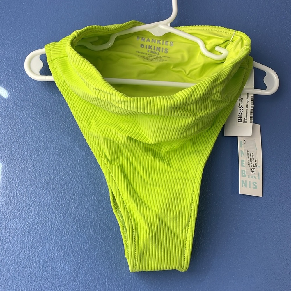 Frankie’s high leg lime green swim bottom Jenna ribb chartreuse apple XS